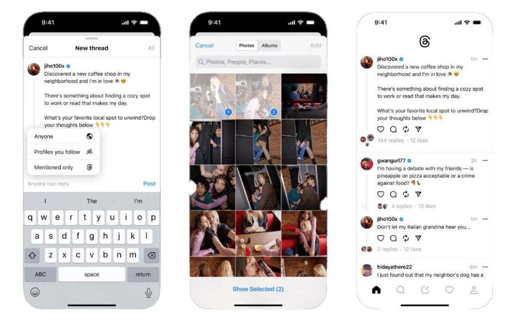 threads from instagram. layout ux